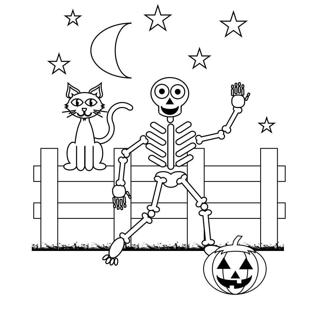 1027x1027 Skeleton Coloring Pages For Kids Drawing Clip Art Library - Skeleton Drawing For Kids