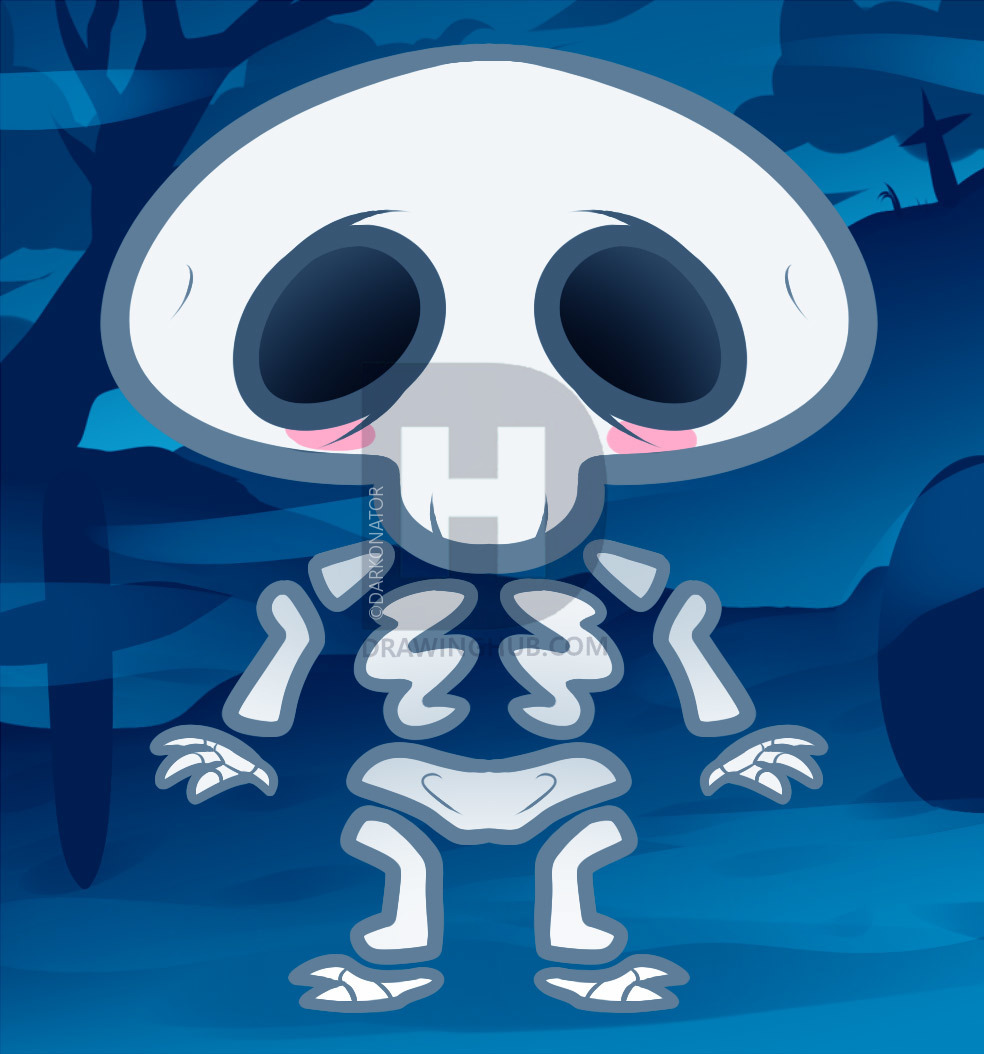 984x1054 How To Draw A Skeleton For Kids, Step - Skeleton Drawing For Kids