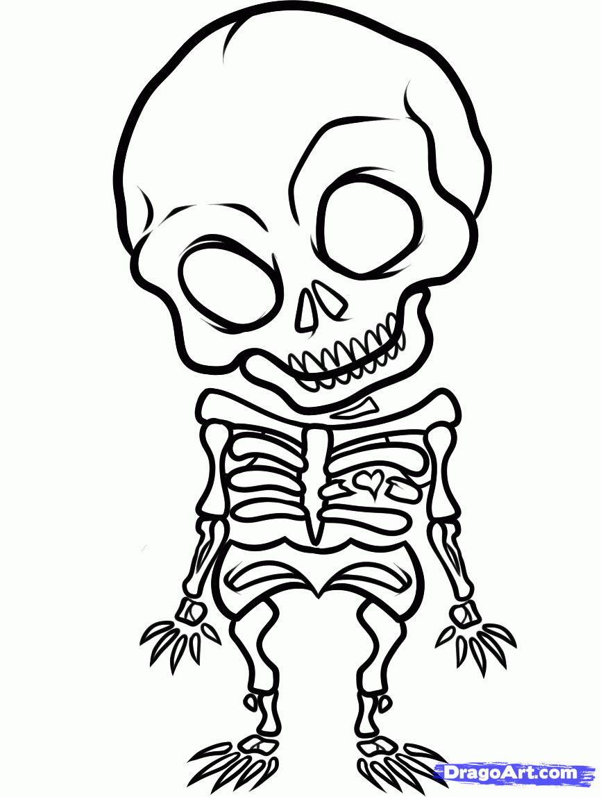 Скелет рисунок карандашом для срисовки