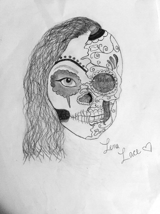 320x427 I've Always Wanted To Share One Of My Half Face Drawings So Here - Skeleton Face Drawing