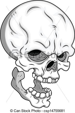 311x470 Skull Vector Drawing Art Of Cartoon Scary Skull Face Vector - Skeleton Face Drawing