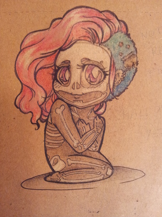 320x427 little skeleton girl is not ready for halloween yet but she has - Skeleton Girl Drawing