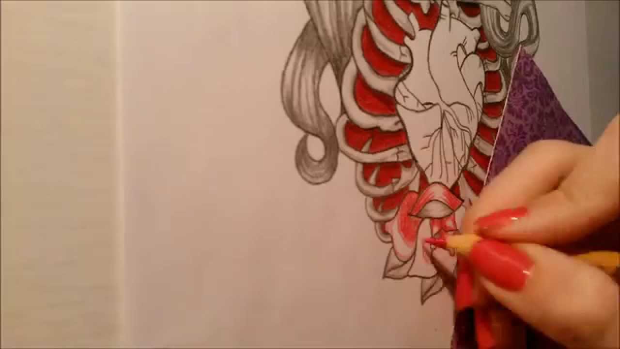 1280x720 Speed Drawing How To Draw A Dead Skeleton Girl - Skeleton Girl Drawing