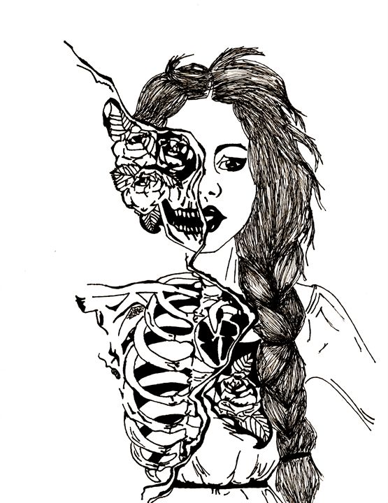 555x720 Skeleton Girl - Skeleton Girl Drawing