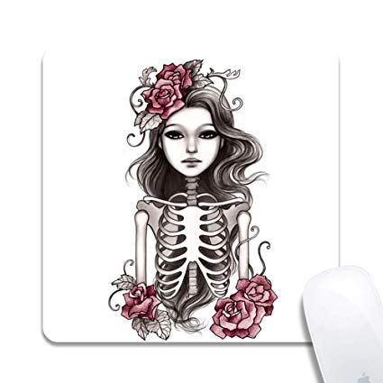425x425 Skeleton Girl Extended Ergonomic Gaming Mouse Pad - Skeleton Girl Drawing