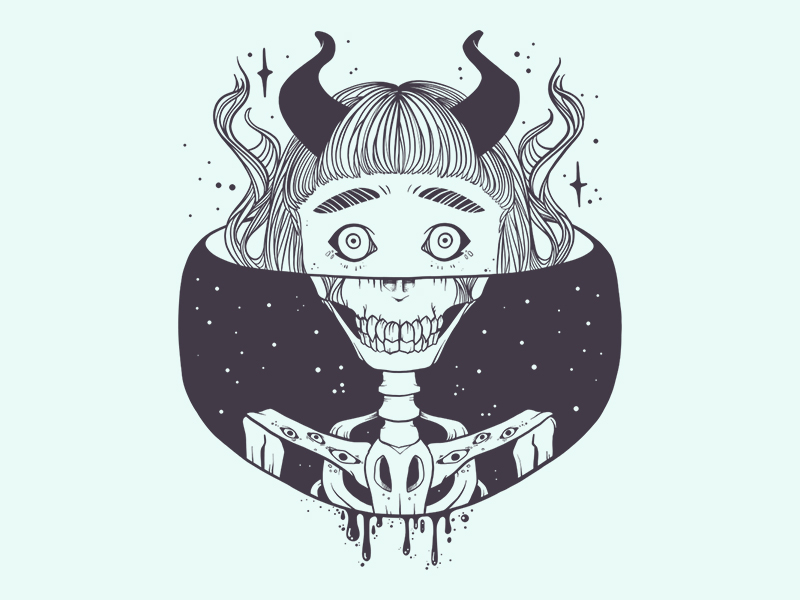 800x600 Skeleton Girl Vector Illustration - Skeleton Girl Drawing