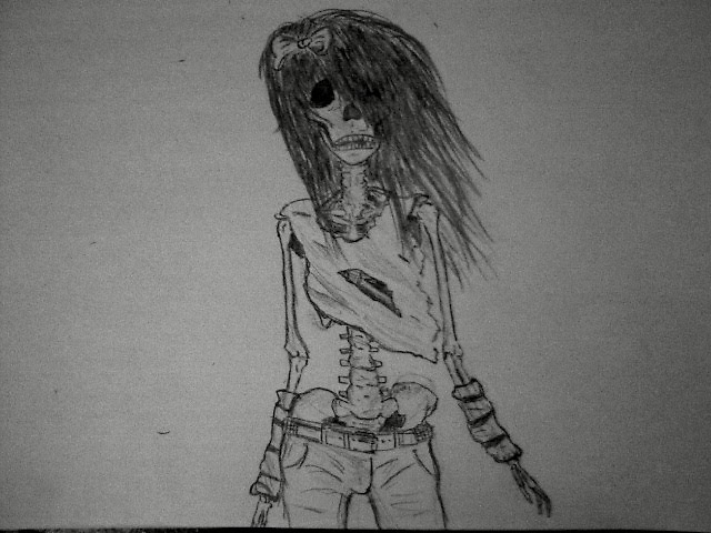 640x480 Videos Drawings And Stuff Emo Skeleton Girl - Skeleton Girl Drawing