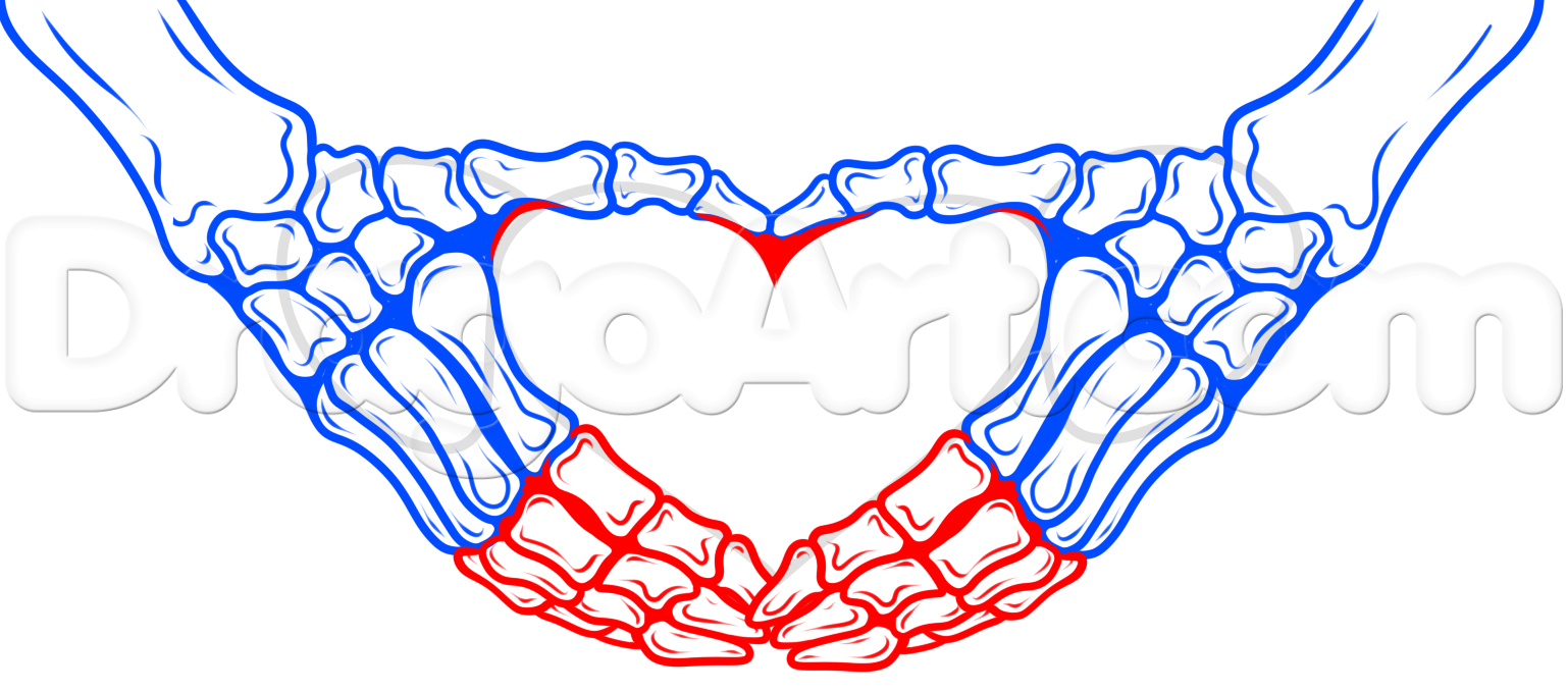 1538x679 Skeleton Heart Hands Drawing Tutorial, Step - Skeleton Hand Drawing