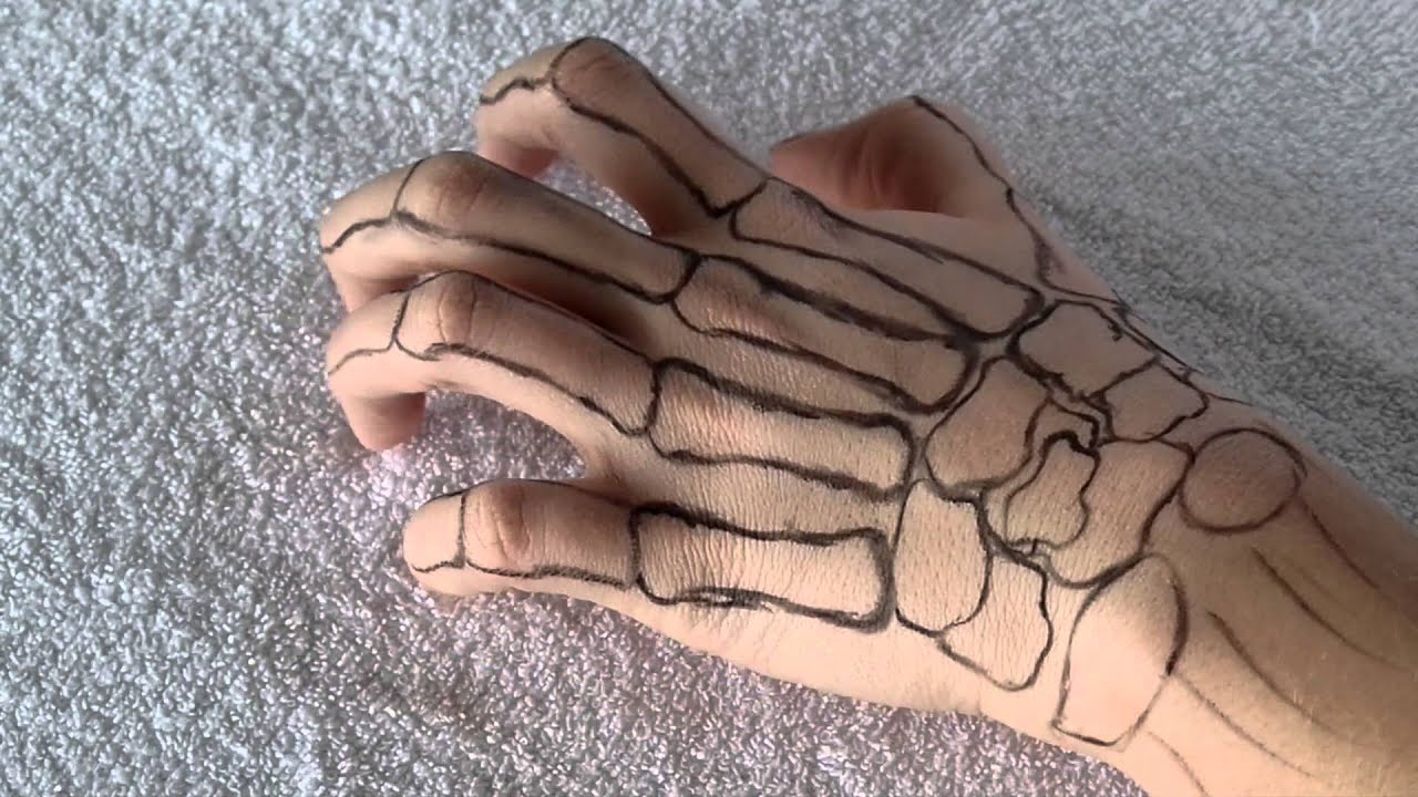 1280x720 Skeleton Hand Halloween Makeup Tutorial - Skeleton Hand Drawing