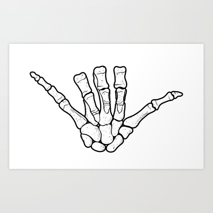 700x700 surf shaka sign hand drawn illustration of hand skeleton art - Skeleton Hand Drawing