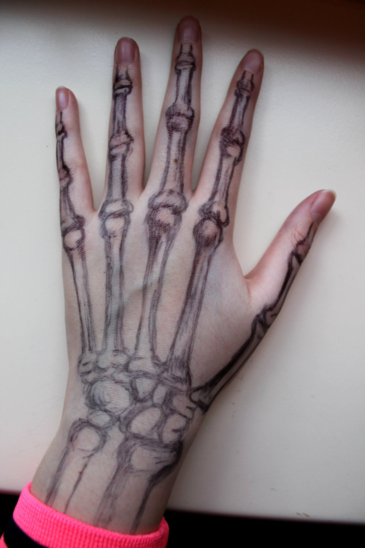 Pictures Of Left Skeleton Hand Drawing - Skeleton Hand Drawing On Hand. 