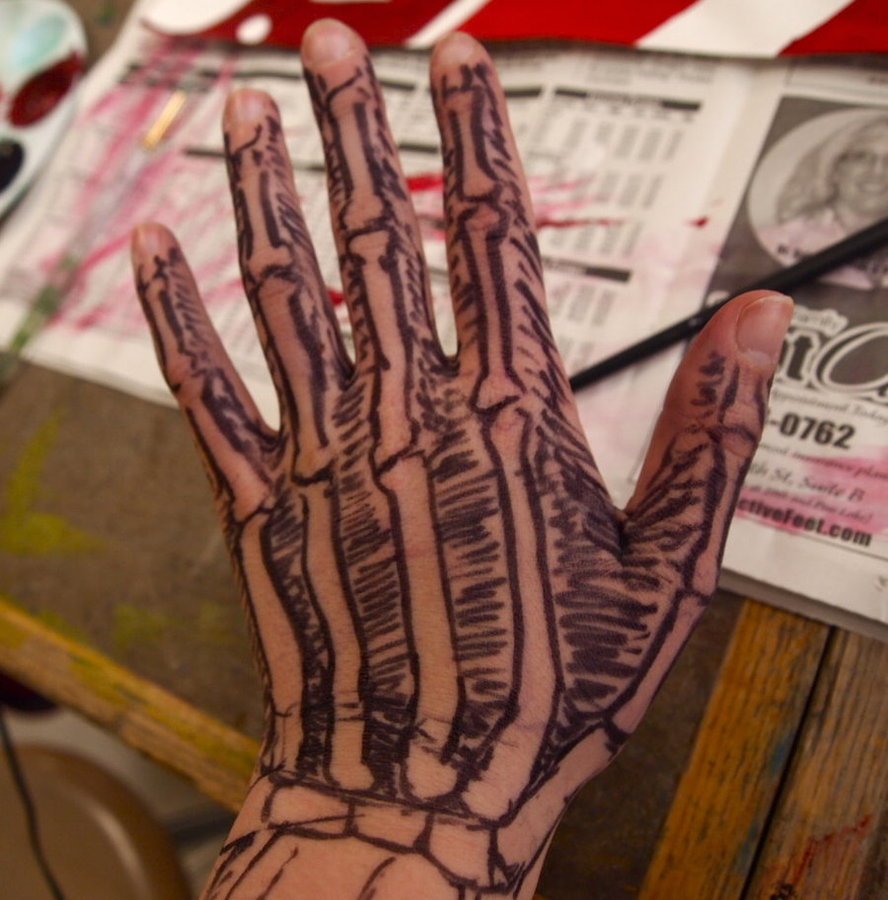 Skeleton Hand Drawing On Hand At Paintingvalley Com Explore Collection Of Skeleton Hand