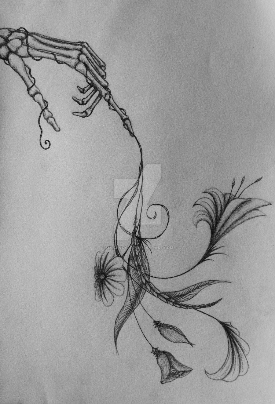 900x1323 Drawn Elower Skeleton - Skeleton Hand Drawing Tumblr