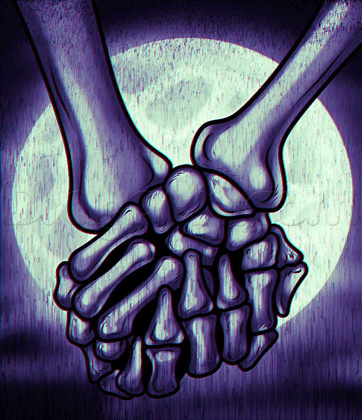 726x841 How To Draw Skeleton Hands, Step - Skeleton Hand Drawing Tutorial