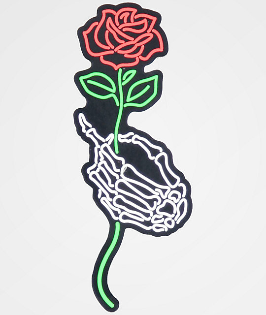 540x640 Nohours Skeleton Hand Rose Sticker Zumiez - Skeleton Hand Holding Rose Drawing