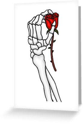 277x415 Skeleton Hand Holding Rose Greeting Cards - Skeleton Hand Holding Rose Drawing