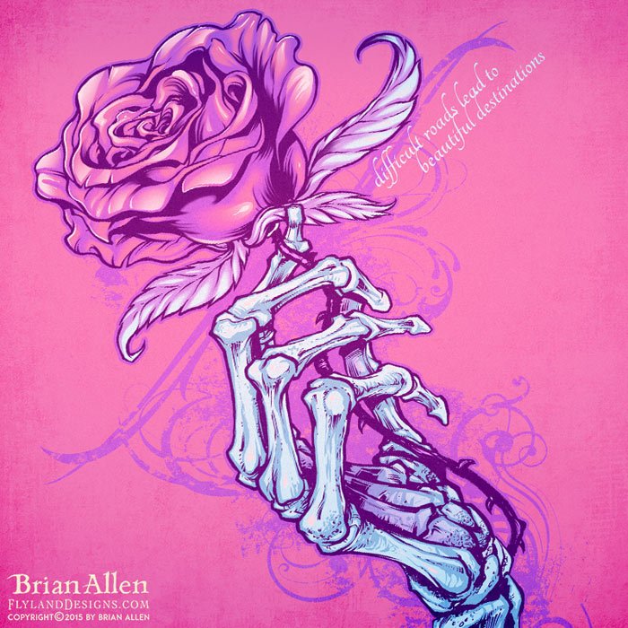 Skeleton Hand Holding Rose Drawing at PaintingValley.com | Explore