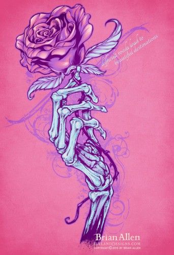 342x500 Skeleton Hand Holding Rose T Shirt Design Sugar Skull Tattoos - Skeleton Hand Holding Rose Drawing