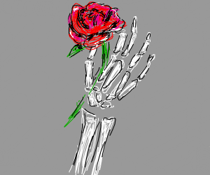 300x250 A Skeleton Hand Holding A Rose Drawing - Skeleton Hand Holding Rose Drawing