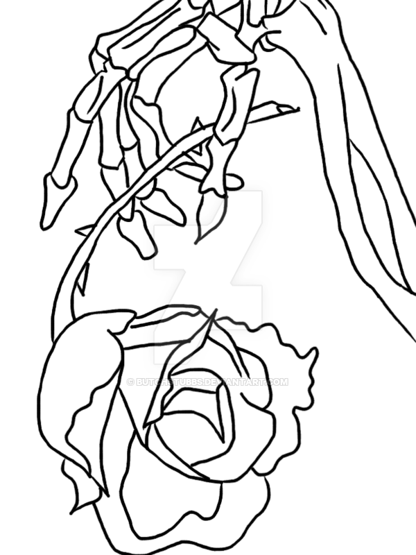 600x800 Skeleton Hand Holding A Rose - Skeleton Hand Holding Rose Drawing