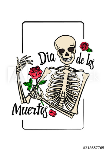350x500 Color Graphic Of Human Skeleton With Smiling Skull, Holding Rose - Skeleton Hand Holding Rose Drawing