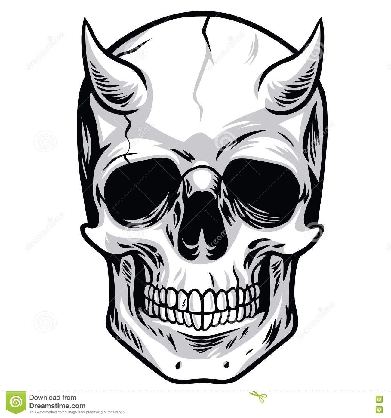 1300x1390 demon head skull vector stock vector illustration of inferno - Skeleton Head Drawing