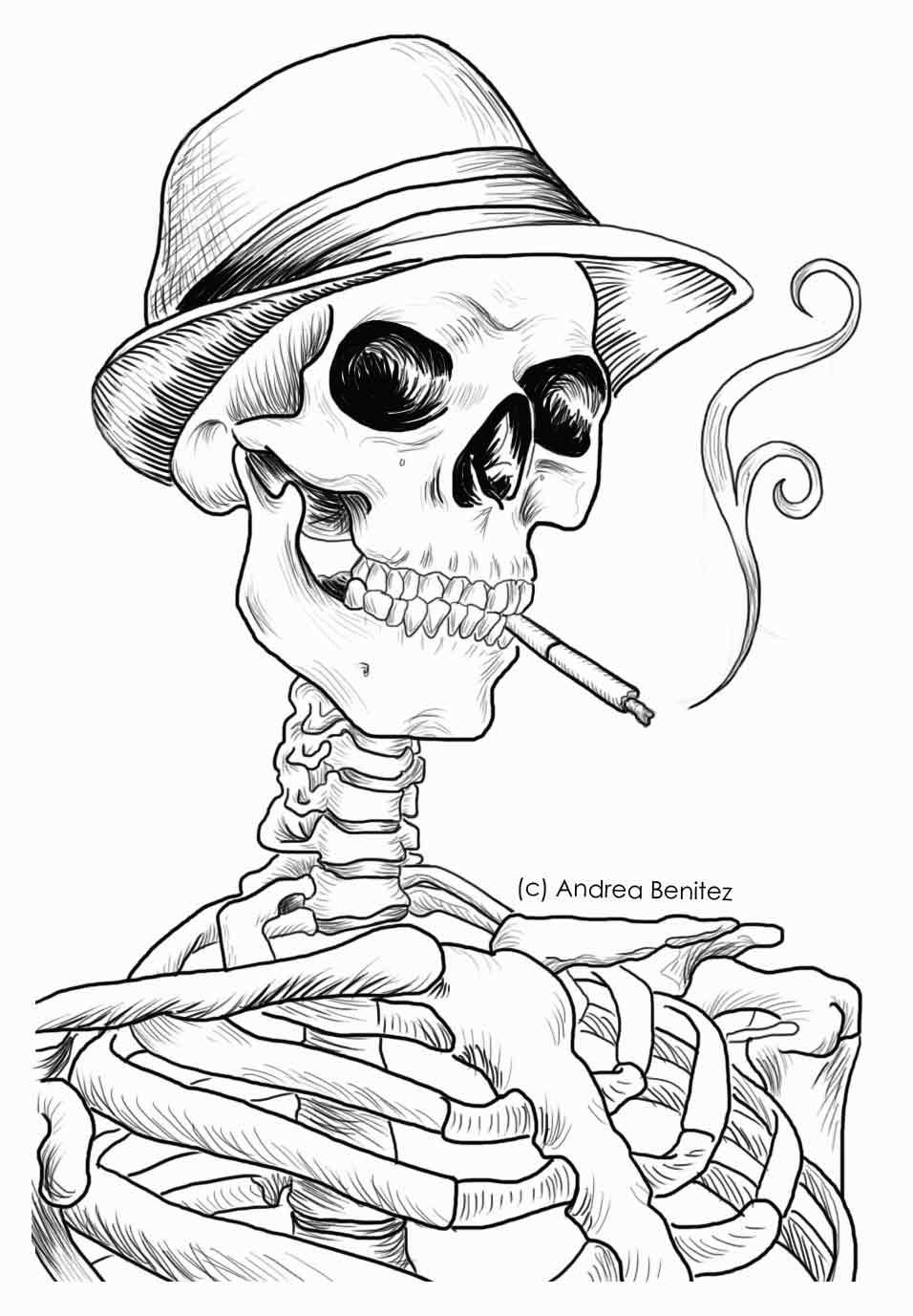 956x1377 detailed version of the line drawing all hallows' eve art - Skeleton Line Drawing