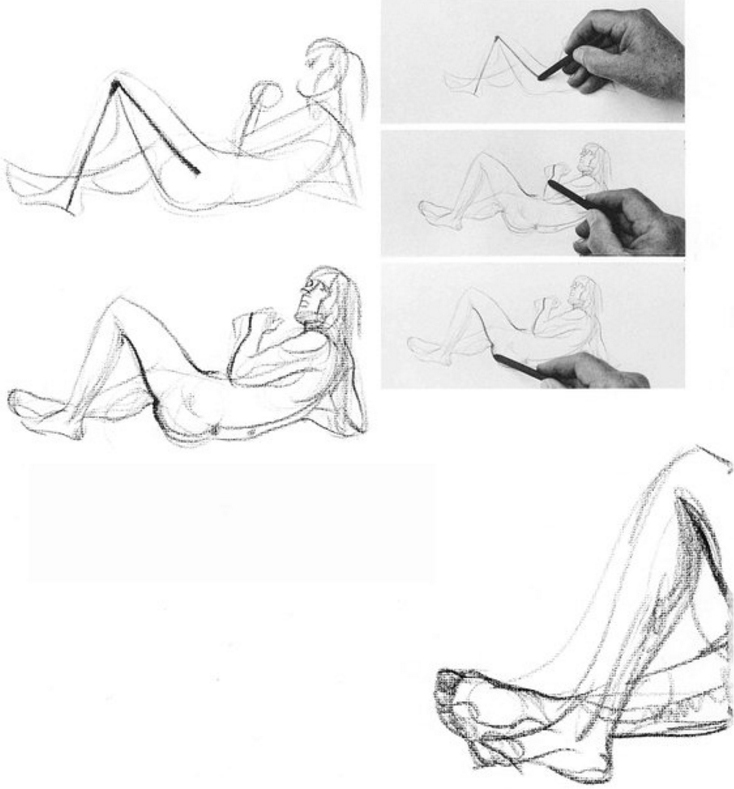734x789 drawing live models and how to get the best poses quick sketches - Skeleton Lying Down Drawing