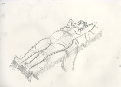 400x286 Faisal Hussain - Skeleton Lying Down Drawing