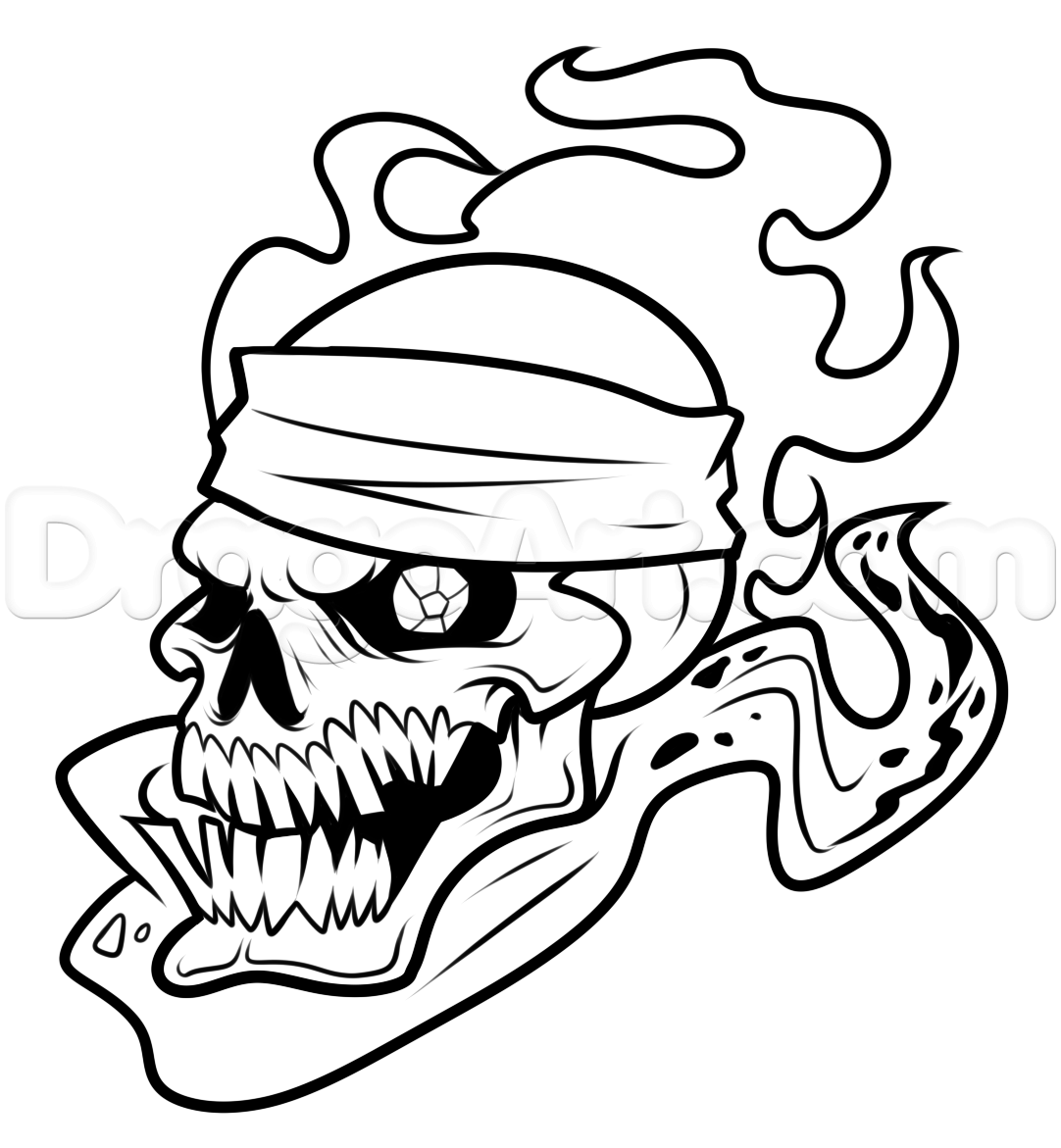 1082x1171 Drawing A Pirate Skull, Step - Skeleton Pirate Drawing