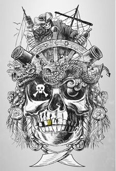 226x333 skulls skeletons pirate skull tattoos - Skeleton Pirate Drawing