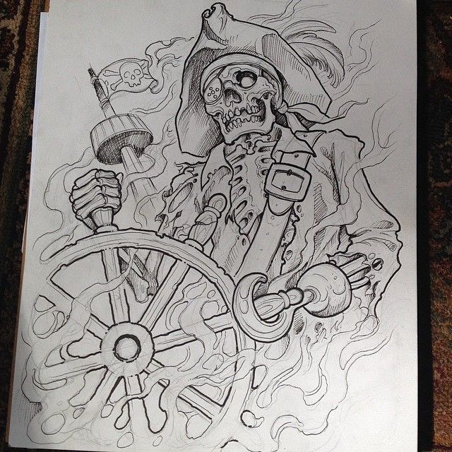 640x640 skeleton pirate rib panel for today going to be a good day! tat - Skeleton Pirate Drawing