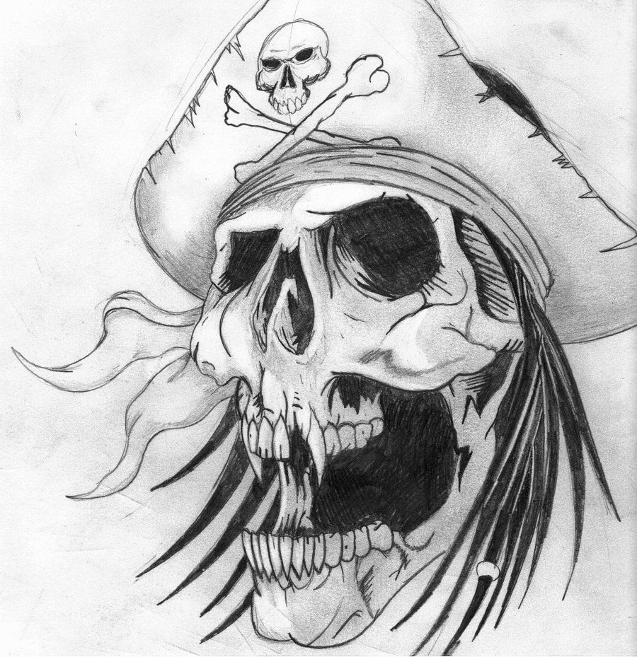 900x929 skull drawings pirate skull - Skeleton Pirate Drawing