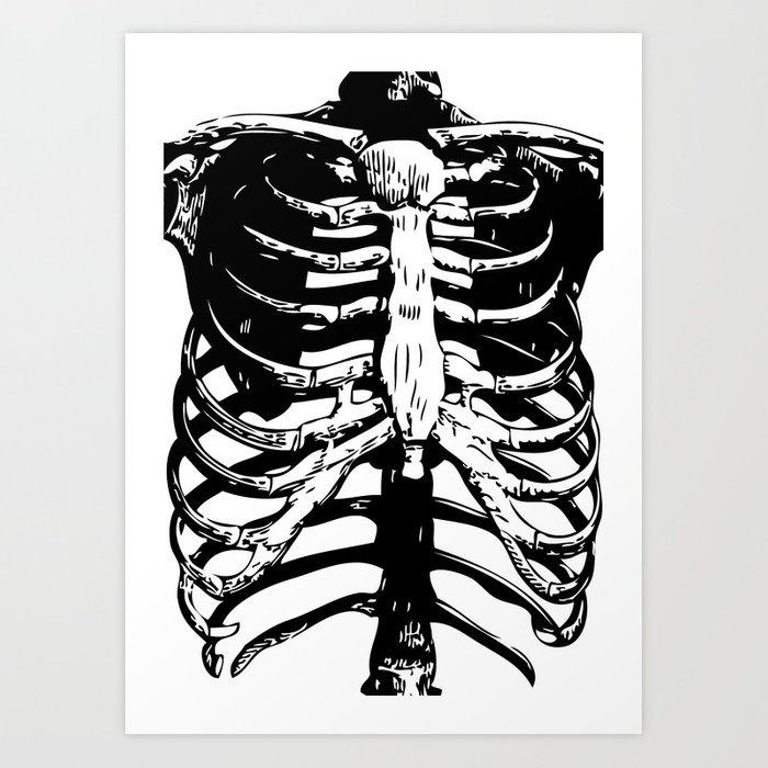 700x700 Skeleton Ribs Black And White Art Print - Skeleton Ribs Drawing