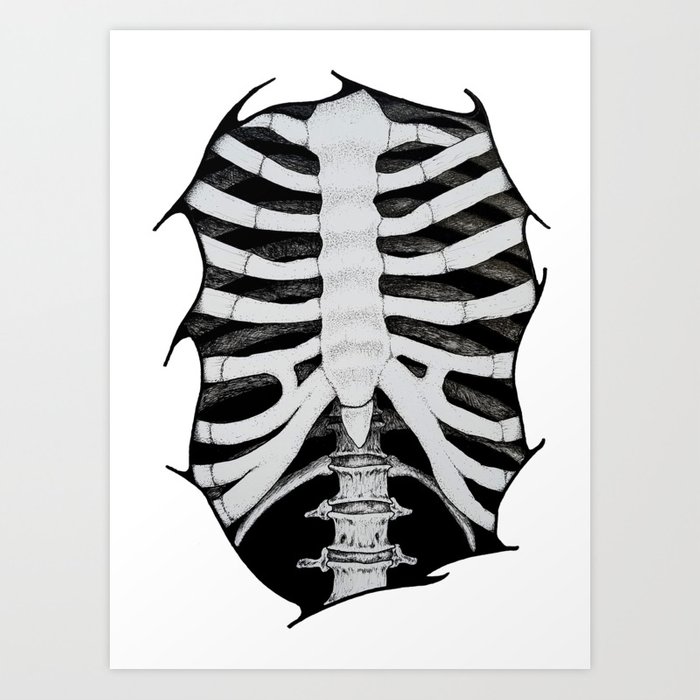 700x700 Skeleton Ribs Art Print - Skeleton Ribs Drawing
