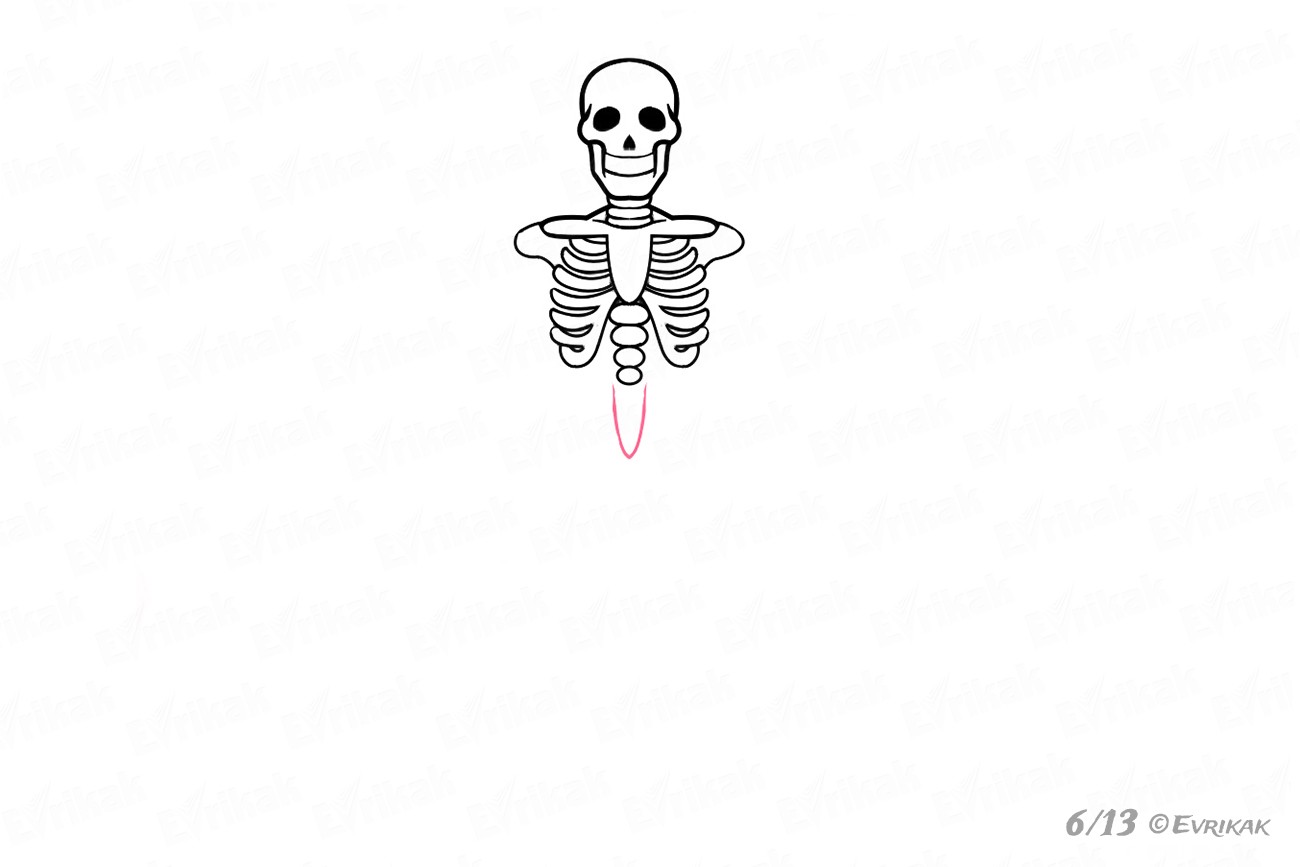 1300x867 How Can A Child Draw A Skeleton Step - Skeleton Spine Drawing