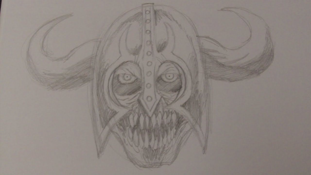 1280x720 How To Draw A Demon Skeleton Warrior Head Slideshow - Skeleton Warrior Drawing