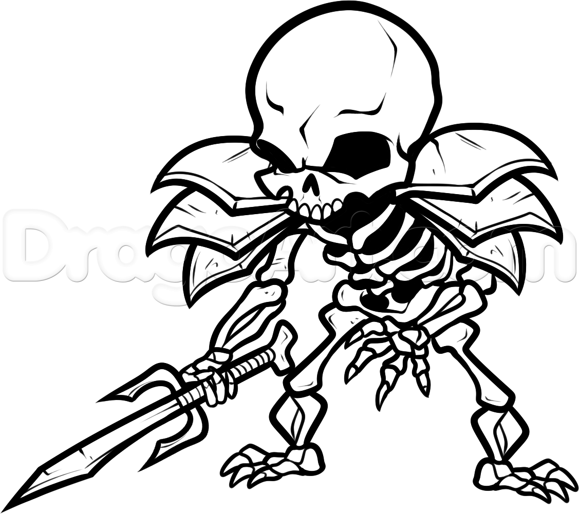 1127x1001 Step How To Draw Skeleton Warrior - Skeleton Warrior Drawing