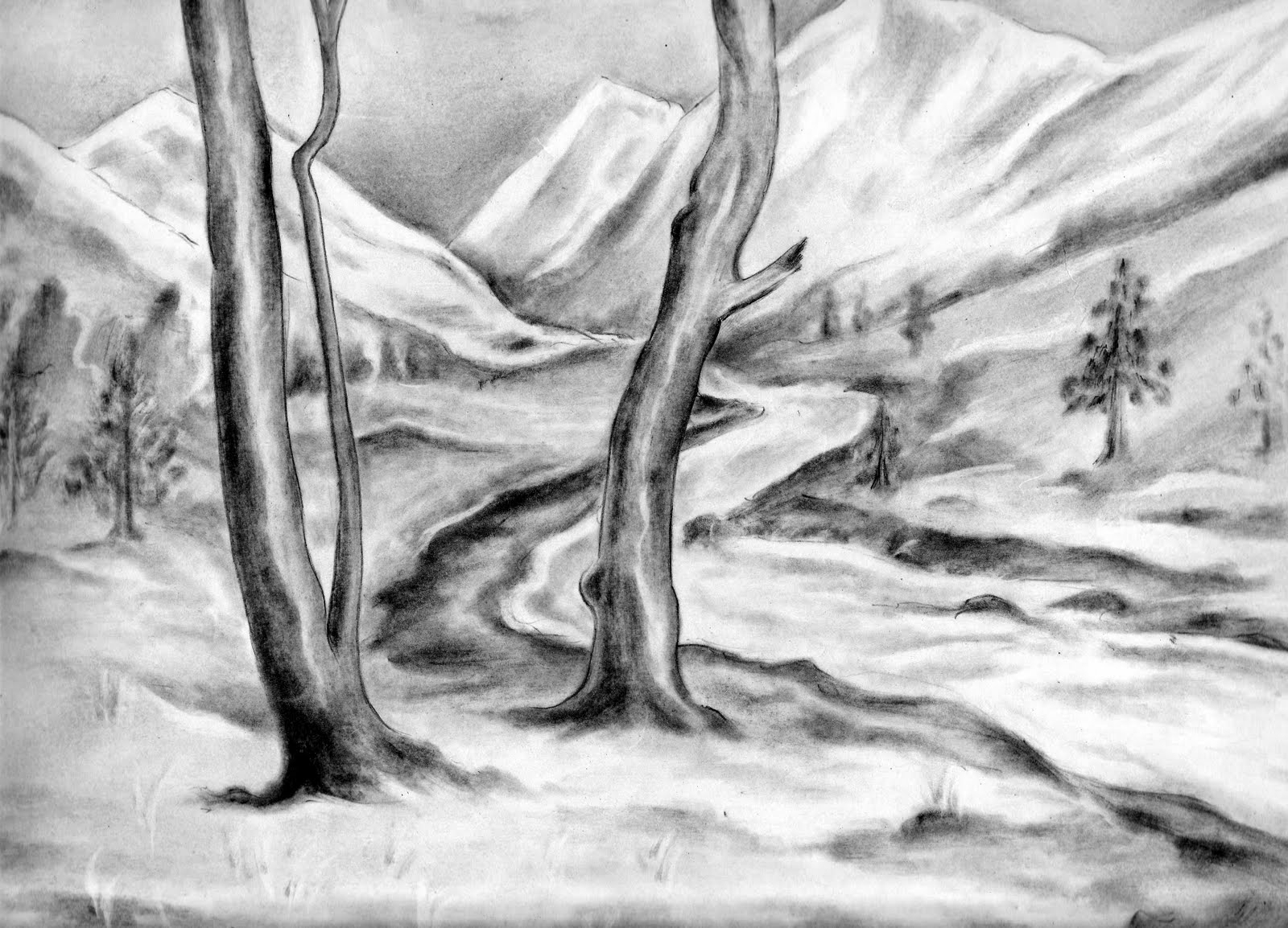 1600x1154 Pencil Art Drawing Nature Drawing Scenery Sketch Simple Pencil - Sketch Nature Drawing