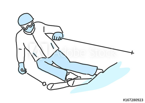 500x354 ski and skiing winter sport, line drawing hand drawn vector - Ski Drawing