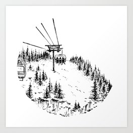 264x264 ski lift art prints - Ski Lift Drawing
