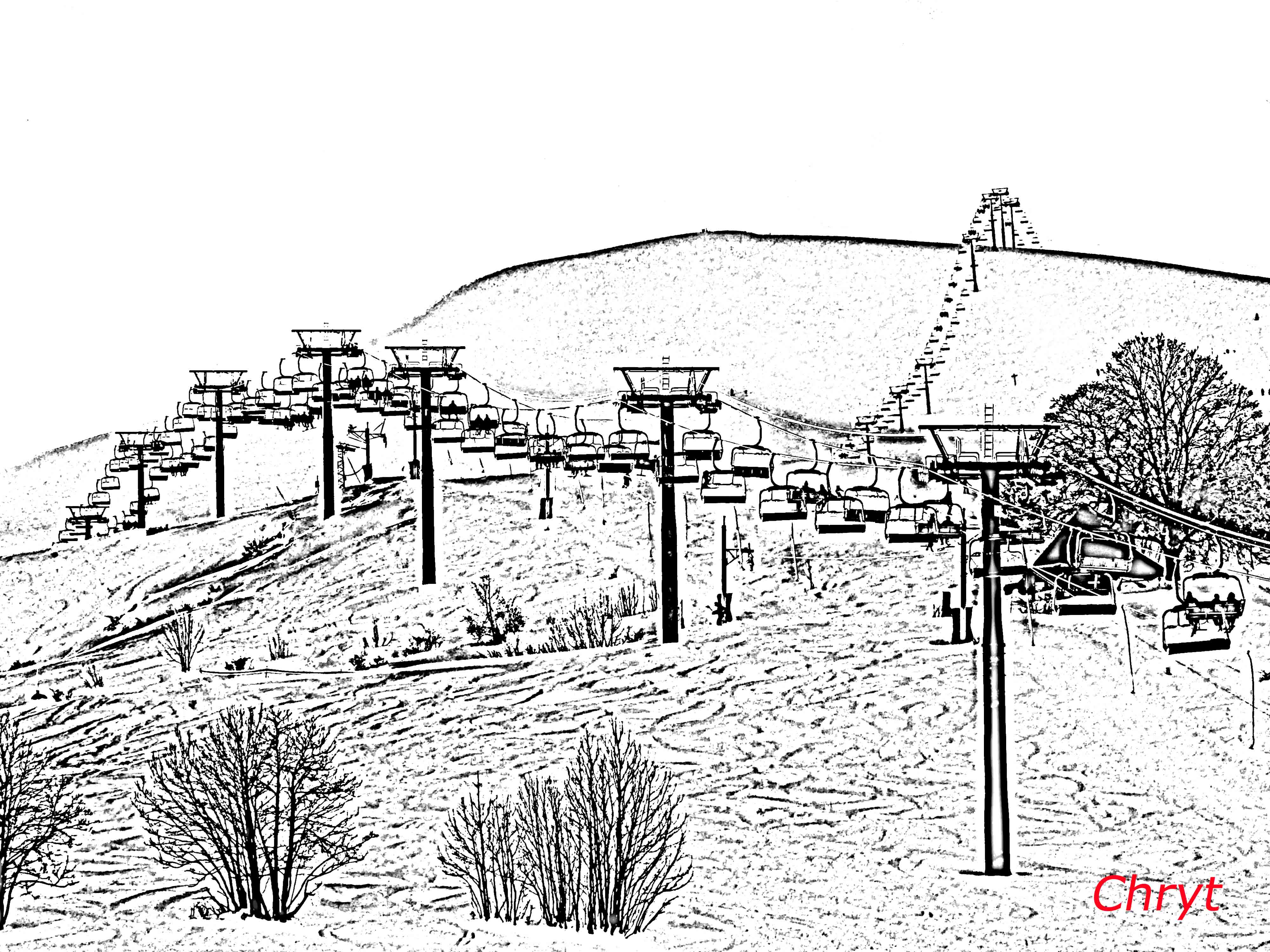 4000x3000 ski lift draw a photo - Ski Lift Drawing
