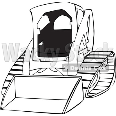 400x400 cartoon of an outlined bobcat skid steer loader - Skid Steer Drawing