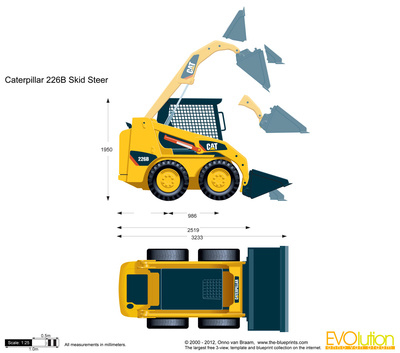 400x353 caterpillar skid steer loader vector drawing - Skid Steer Drawing