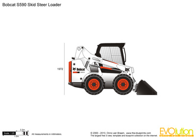 400x283 bobcat skid steer loader vector drawing - Skid Steer Drawing