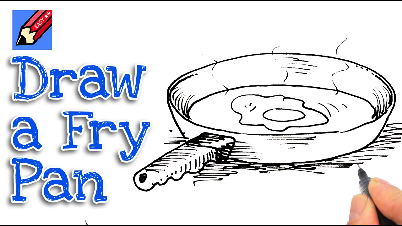 1280x720 learn how to draw a frying pan real easy for kids and beginners - Skillet Drawing