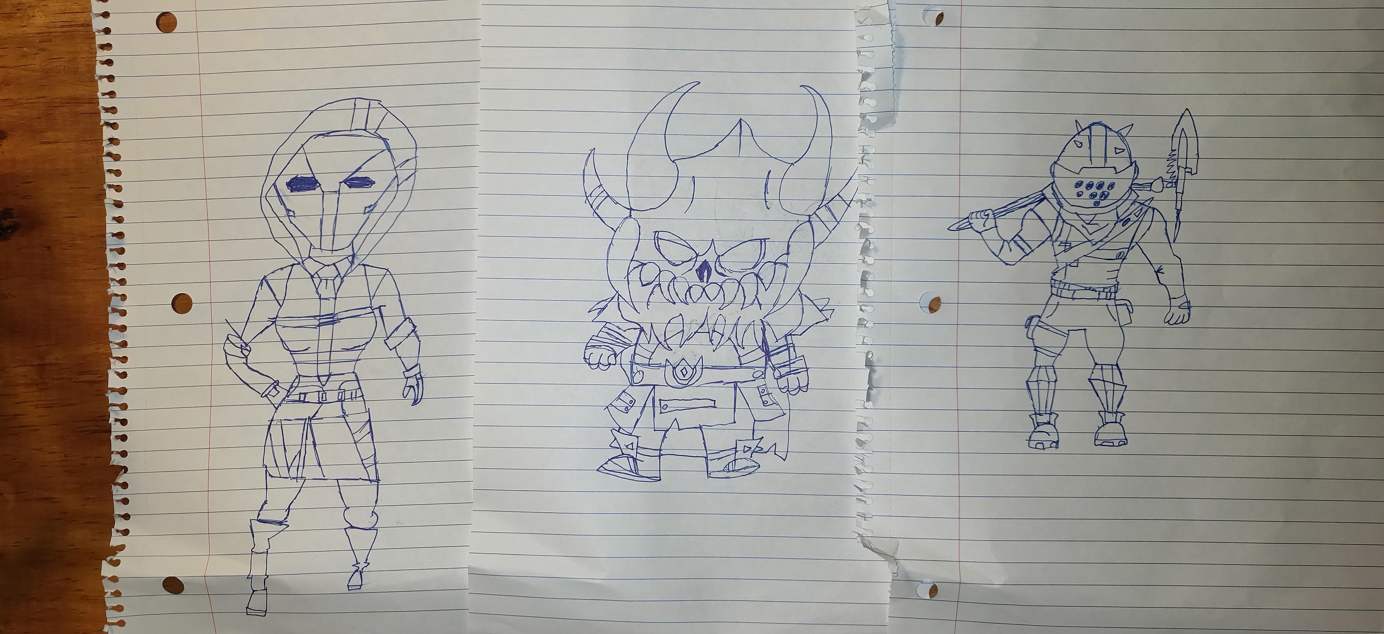 4608x2112 my year old wanted to show everyone his fortnite skin drawings - Skin Drawing