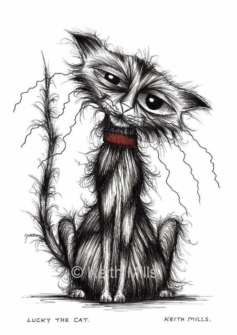 794x1121 lucky the cat print download sad looking skinny little pet etsy - Skinny Cat Drawing