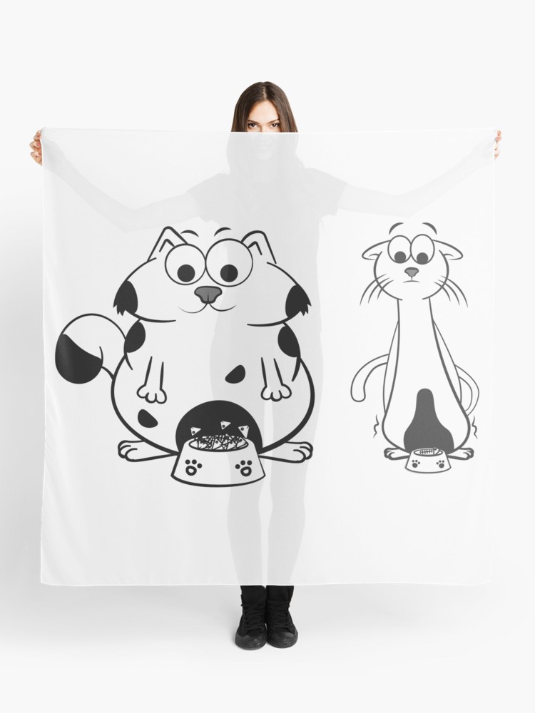 750x1000 skinny and fat cat eat bones scarf - Skinny Cat Drawing