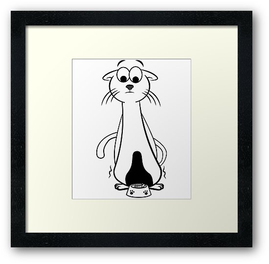 550x539 skinny funny cat eat bones framed prints - Skinny Cat Drawing